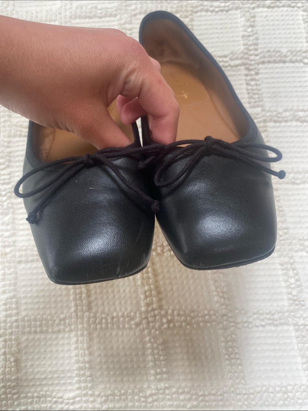 Margaux Ada square toe black leather nappa ballet heels size 39 - Picture 6 of 10